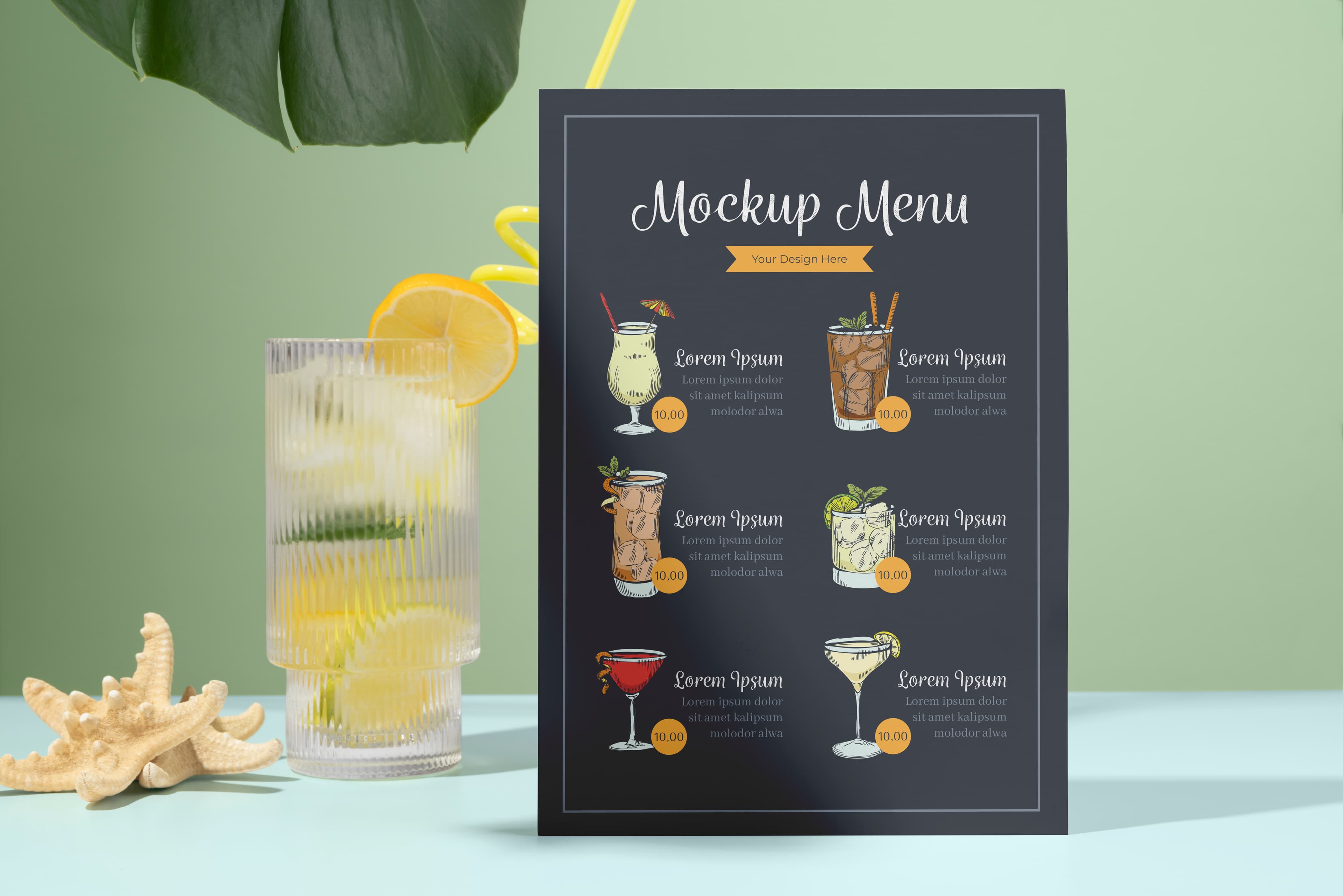 Cocktails and mocktails menu